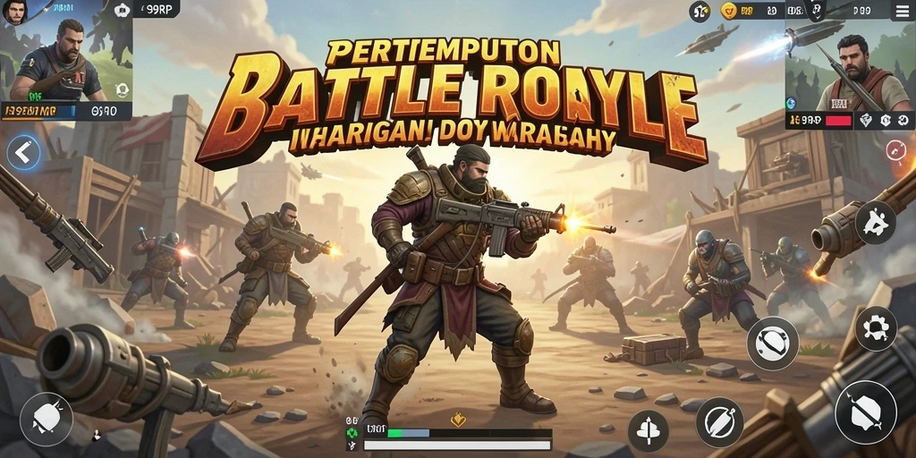 Tampilan gameplay epik dalam pertempuran Battle Royale.