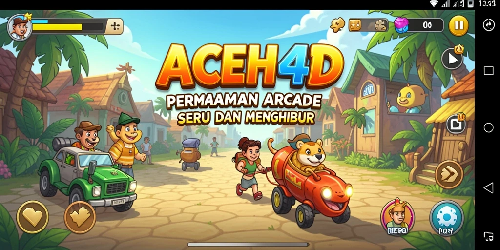 Screenshot menampilkan gameplay Arcade yang seru dan penuh warna.