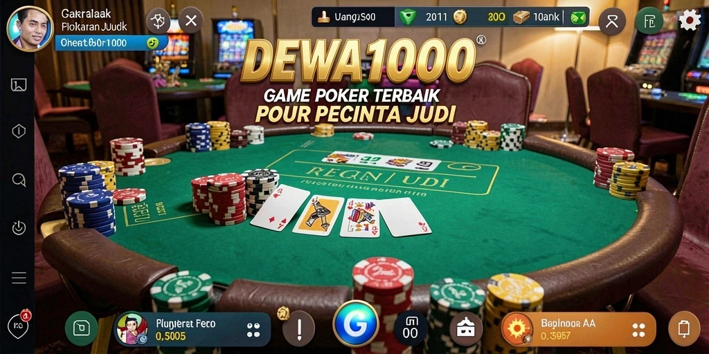 Screenshot utama DEWA1000 menampilkan gameplay poker yang seru dan interaktif.