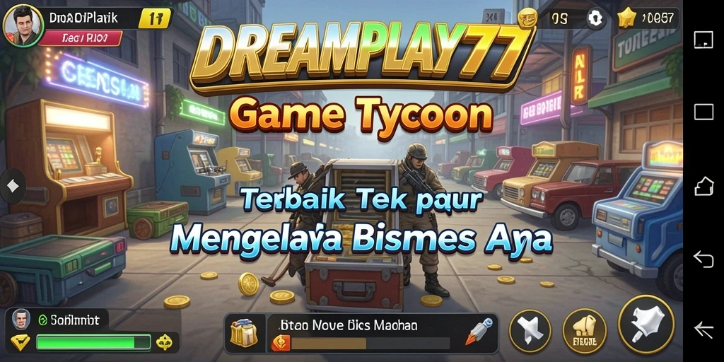 Screenshot gameplay <strong>DREAMPLAY77</strong> menampilkan aktivitas membangun dan mengelola bisnis.