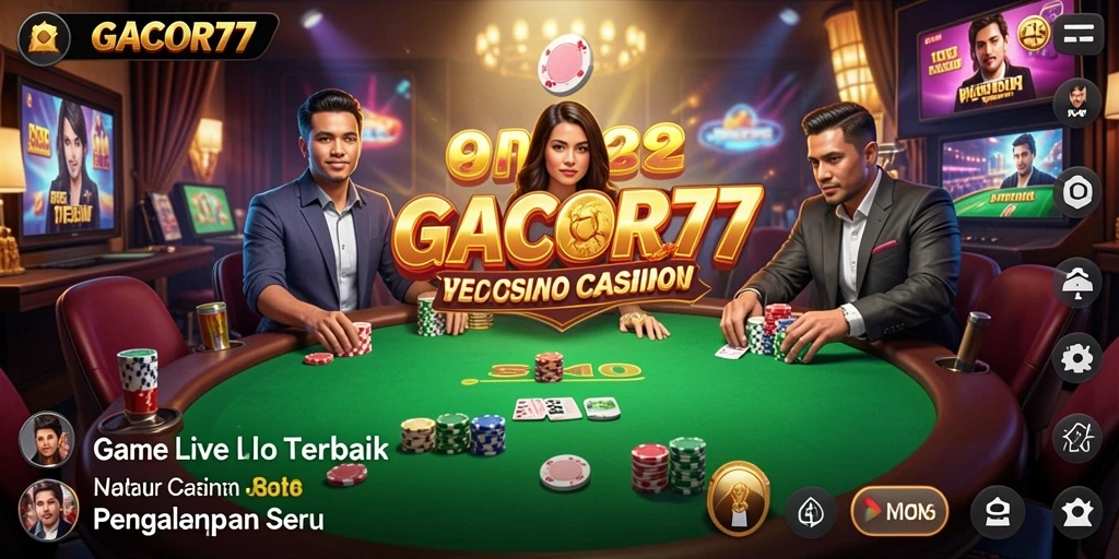Screenshot GACOR77 menunjukkan dealer profesional dalam gameplay Live Casino.