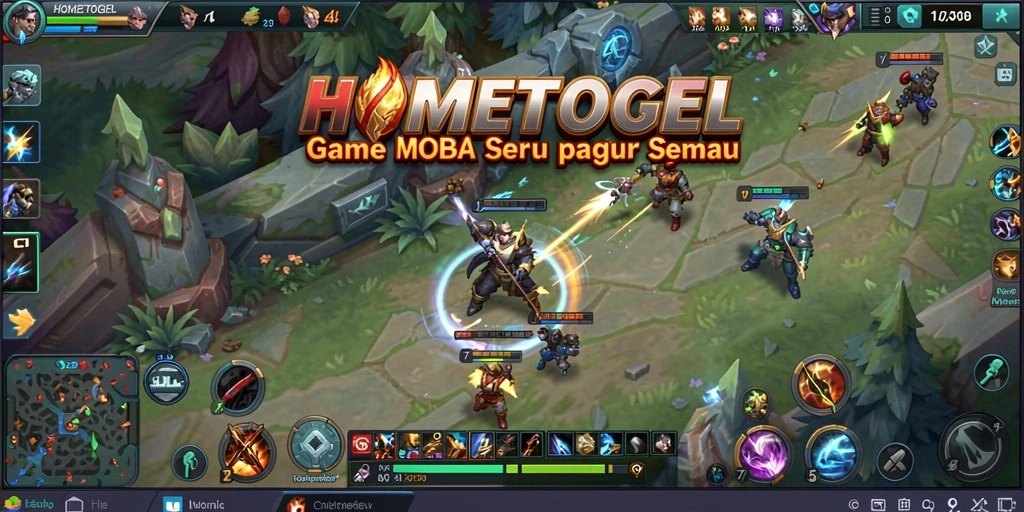 Gameplay HOMETOGEL dengan aksi seru di arena MOBA.
