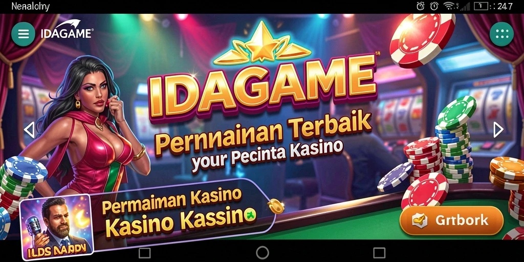 Screenshot gameplay IDAGAME menampilkan suasana kasino yang menarik.