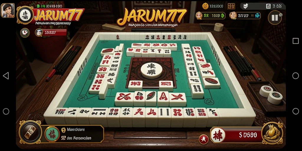 Screenshot gameplay JARUM77 menampilkan suasana seru bermain Mahjong.
