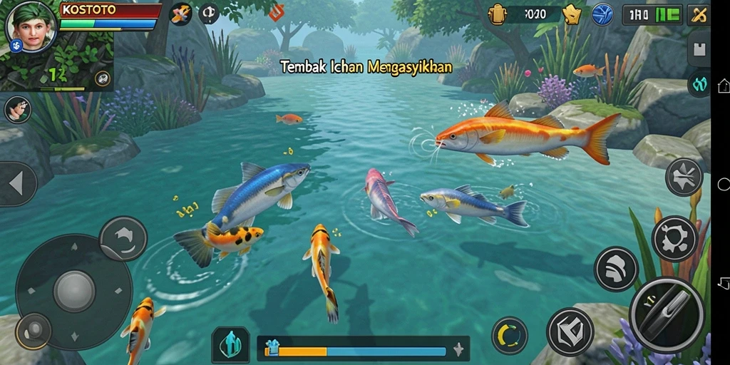 Gameplay seru KOSTOTO saat berburu ikan.