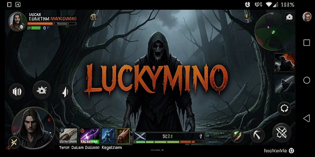 Menampilkan suasana mencekam dalam gameplay LUCKYMINO.