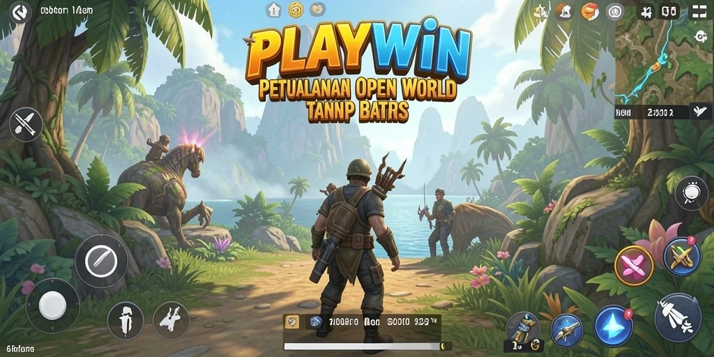 Screenshot utama PLAYWIN menampilkan aksi seru dalam dunia Open World.