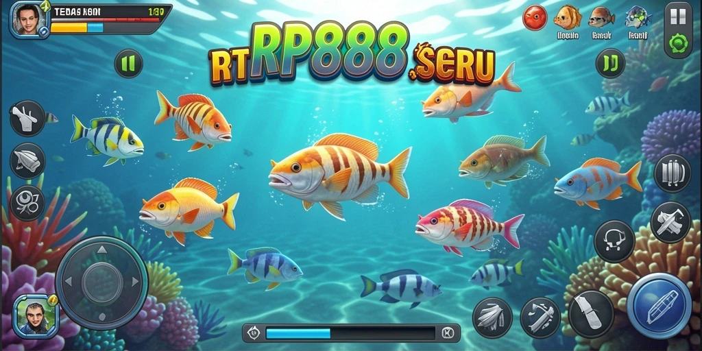 Tampilan menarik dari gameplay RP888 yang menampilkan aksi tembak ikan.