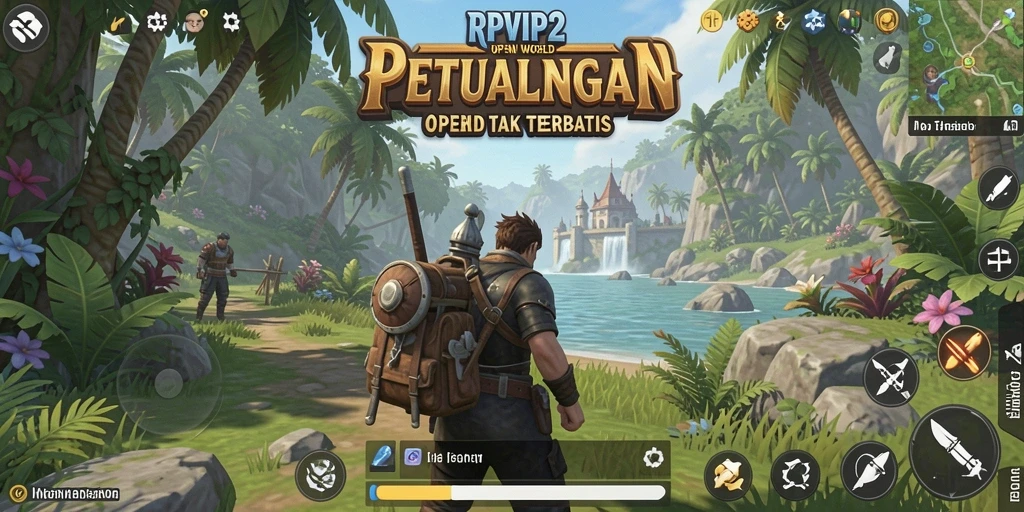 Screenshot menampilkan karakter utama menjelajahi dunia Open World.