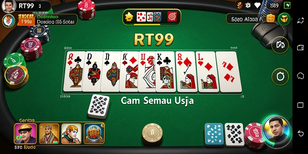 Tampilan gameplay RT99 yang seru dan interaktif di permainan Domino.