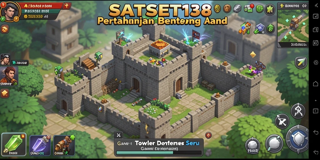 Menampilkan aksi seru dalam permainan Tower Defense SATSET138.