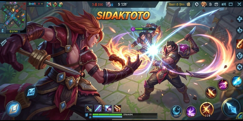 Tampilan gameplay SIDAKTOTO yang menegangkan dalam arena MOBA.