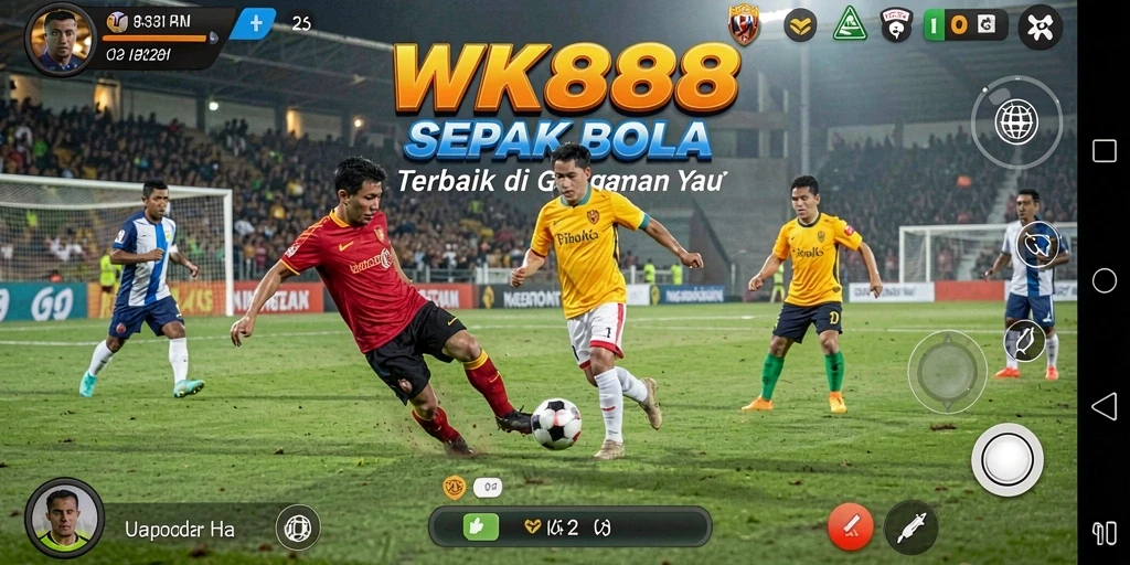 Tampilan gameplay WK888 dengan aksi sepak bola yang mendebarkan.